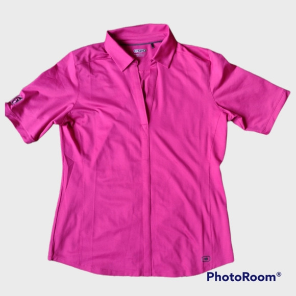 OGIO Pink V-neck women's athletic polo Size Medium - Picture 1 of 4